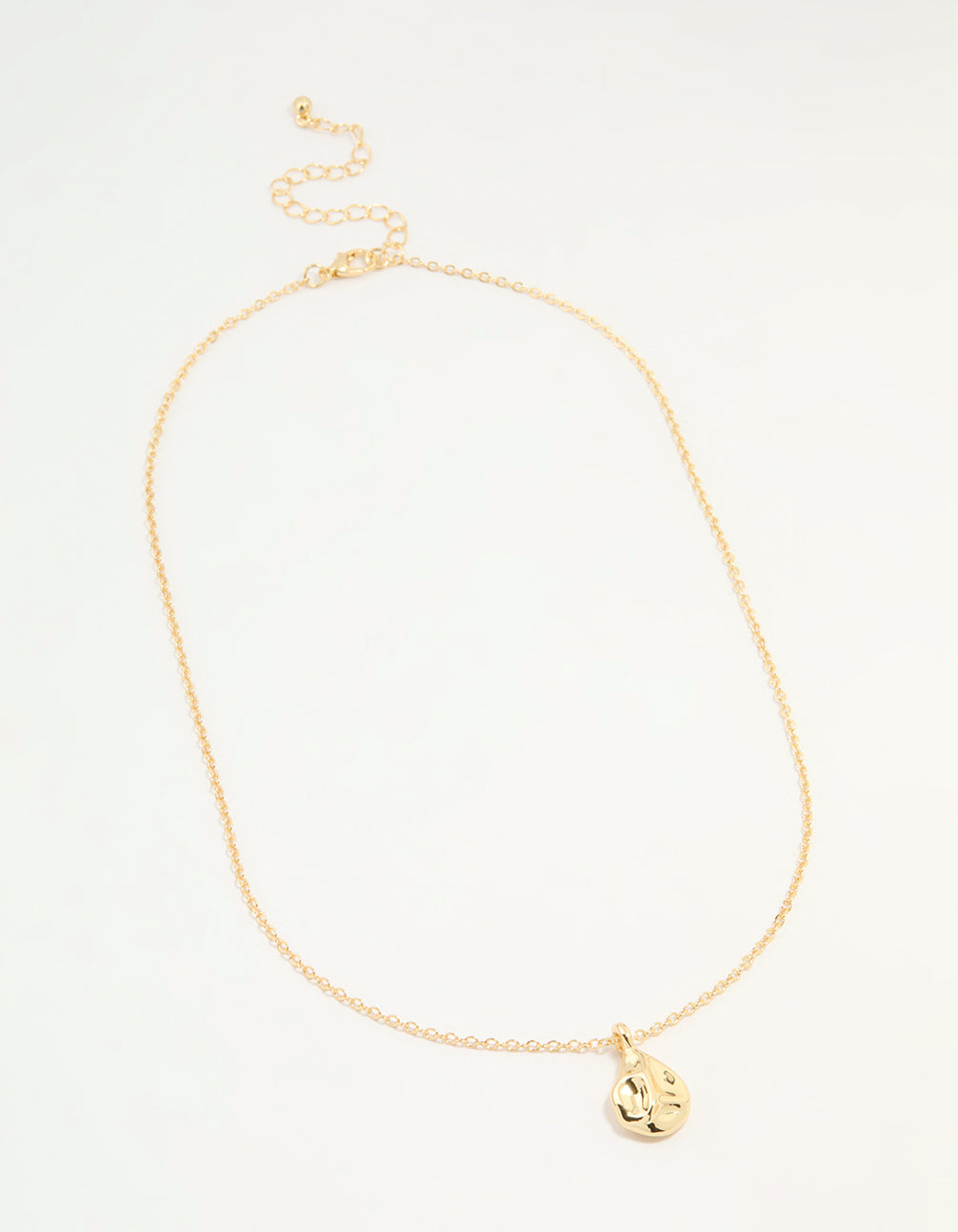 Gold Plated Organic Drop Pendant Necklace