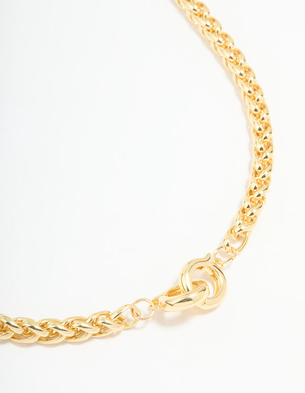 Gold Plated Wheat Chain Necklace
