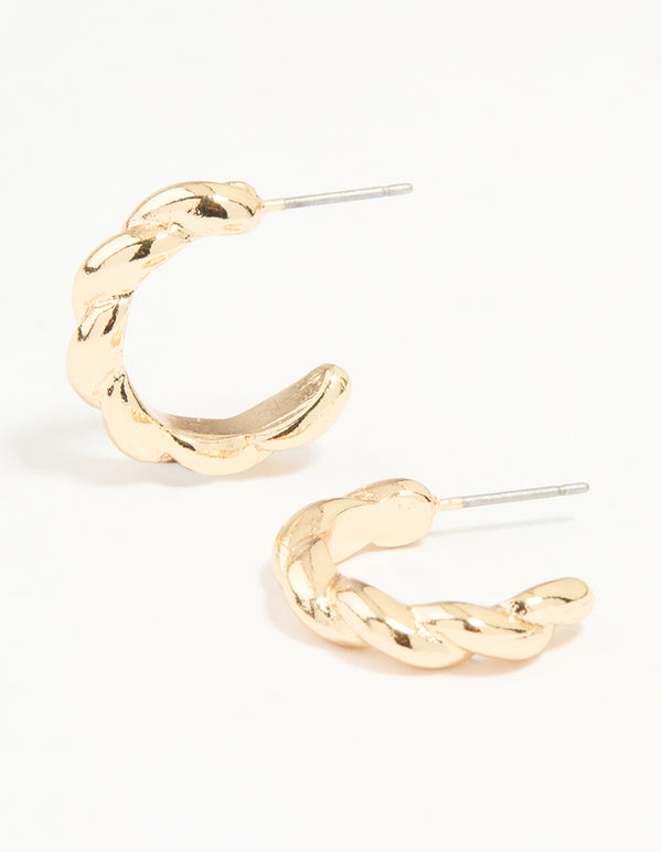Gold Twisted Hoop Earrings