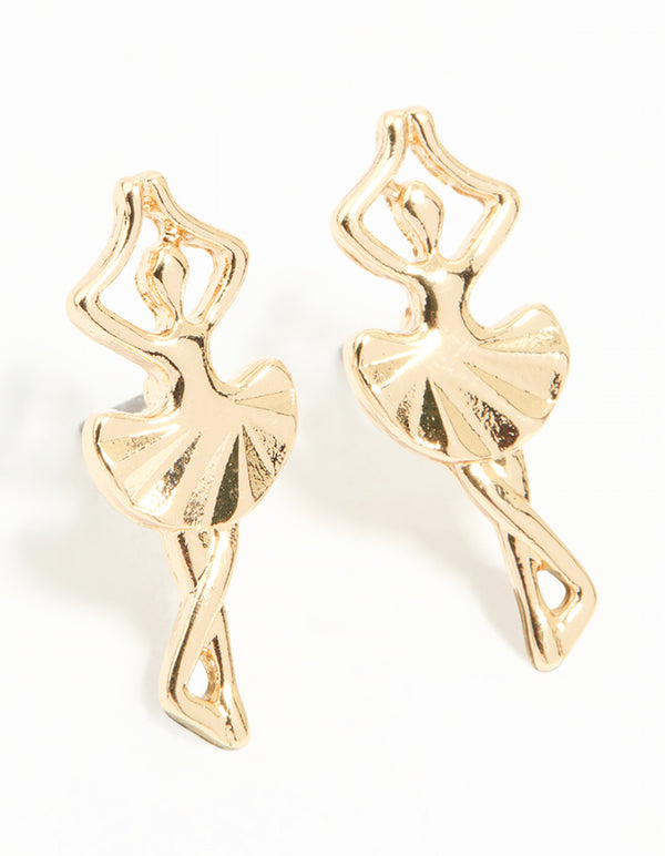 Gold Ballerina Stud Earrings