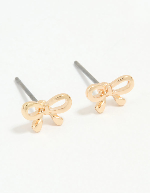 Gold Petite Bow Stud Earrings