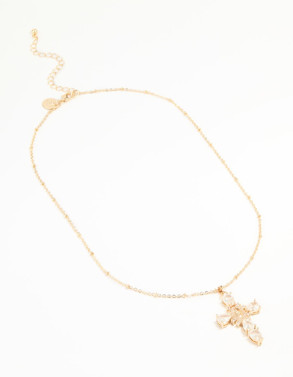 Gold Cubic Zirconia Mary Cross Necklace
