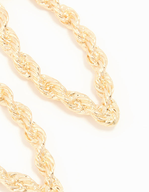 Gold Twisted Rope Drop Earrings