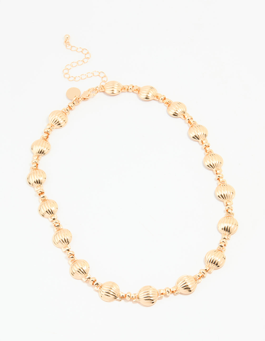 Gold Textured Ribbed Circle Choker Necklace