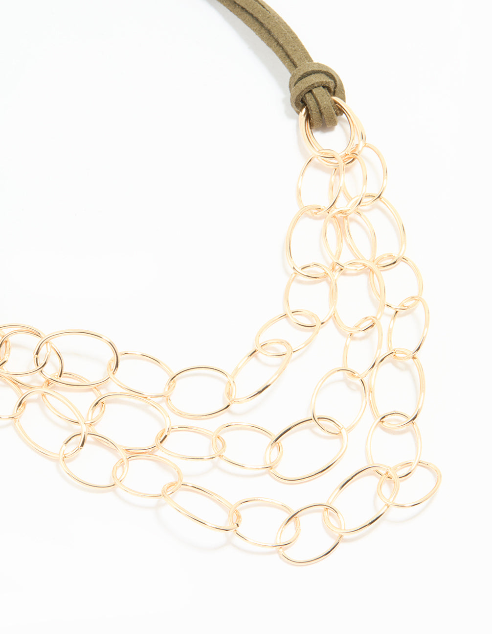 Gold Linked Layered Cord Necklace