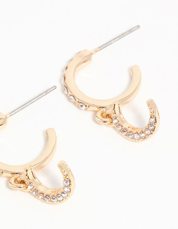 Gold Celestial Eye Diamante Earrings 3-Pack