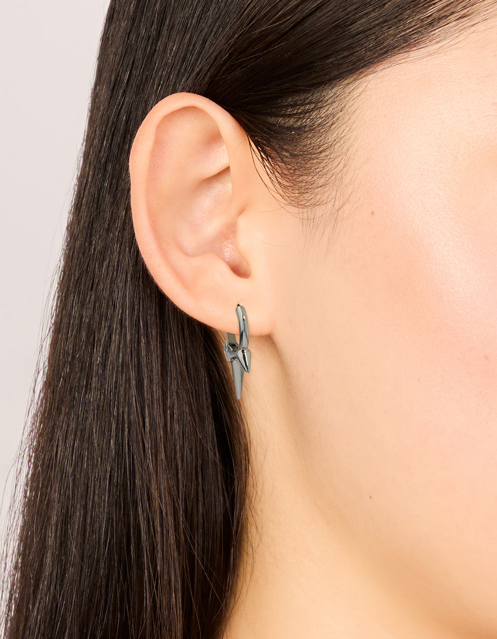 Gunmetal Triple Spike Huggie Earrings