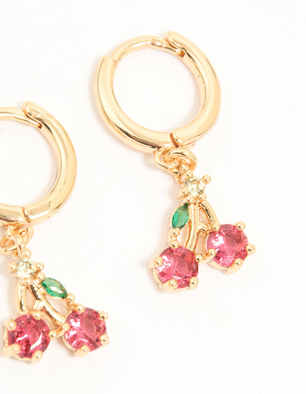 Gold Enamel Mixed Fruit Stud Earrings 3-Pack