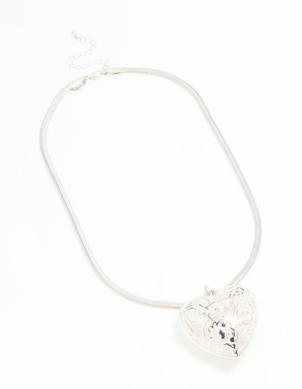 Silver Mega Heart Chain Necklace