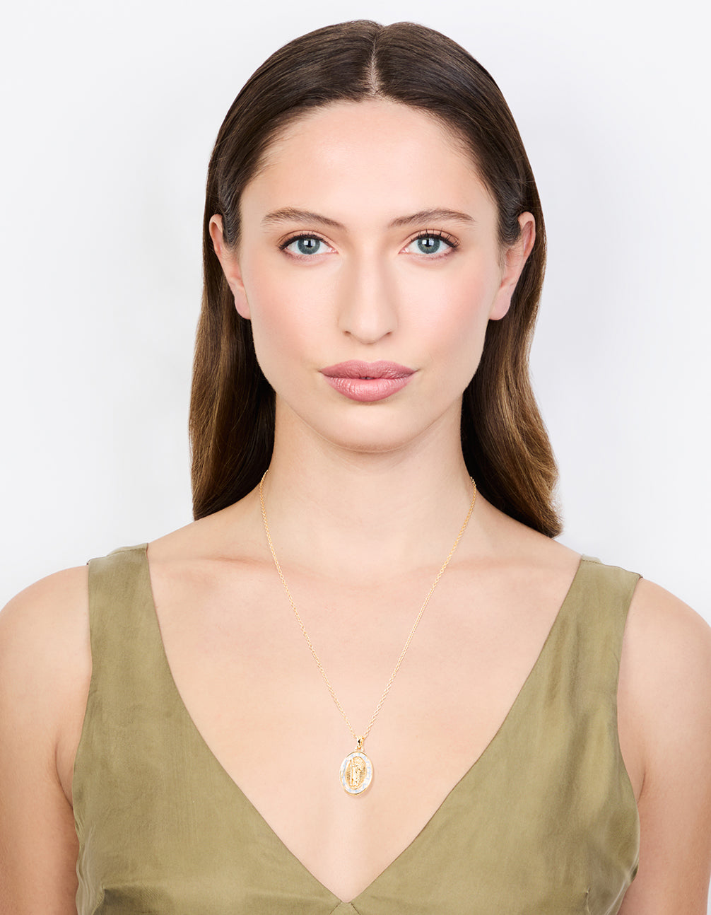 Gold Plated Mary Pendant Necklace