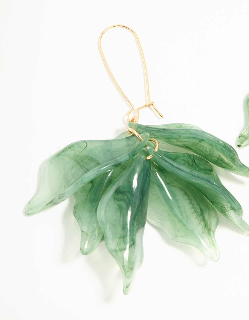 Green Acrylic Petal Cluster French Hook Earrings