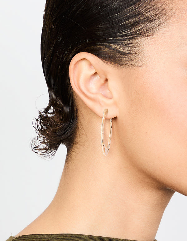 Rose Gold Molten Thin Hoop Earrings