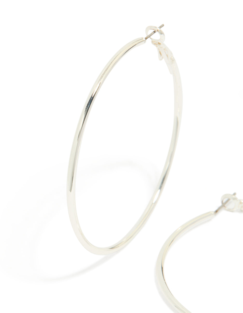 Silver Plain Thin Hoop Earrings