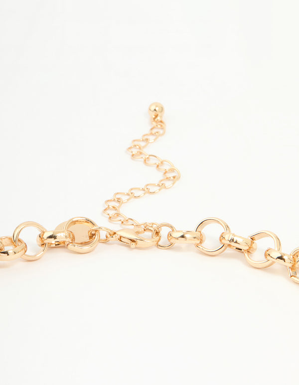 Gold Chunky Heart Charm Necklace