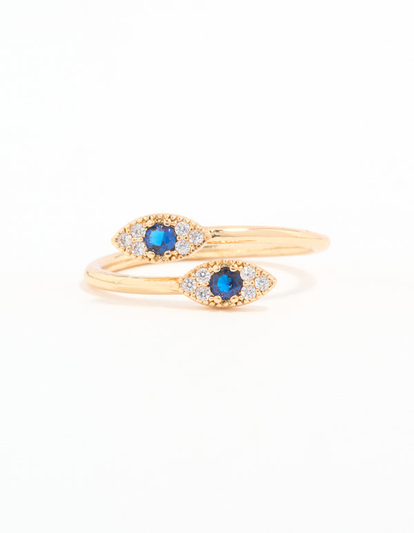 Gold Plated Evil Eye Wrap Ring