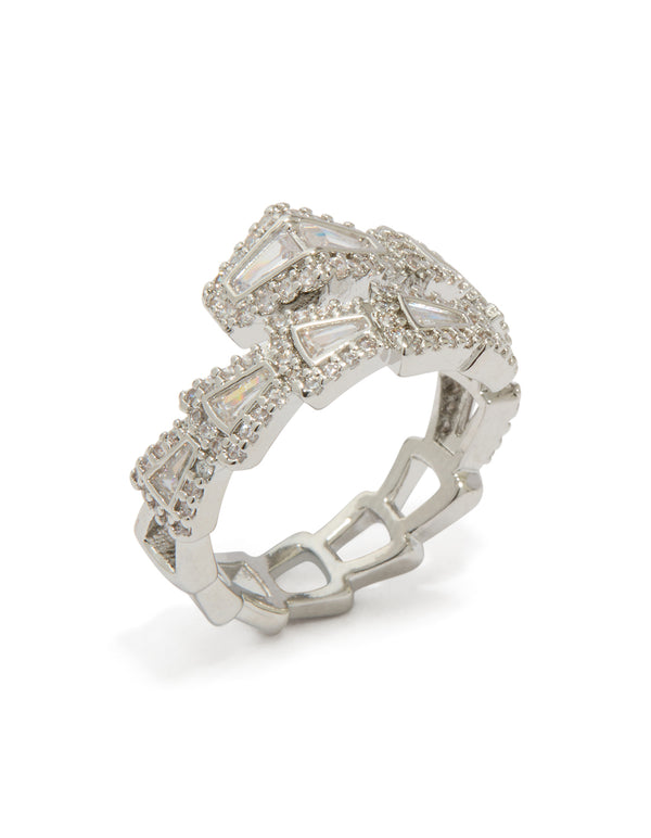 Silver Cubic Zirconia Point Wrap Ring