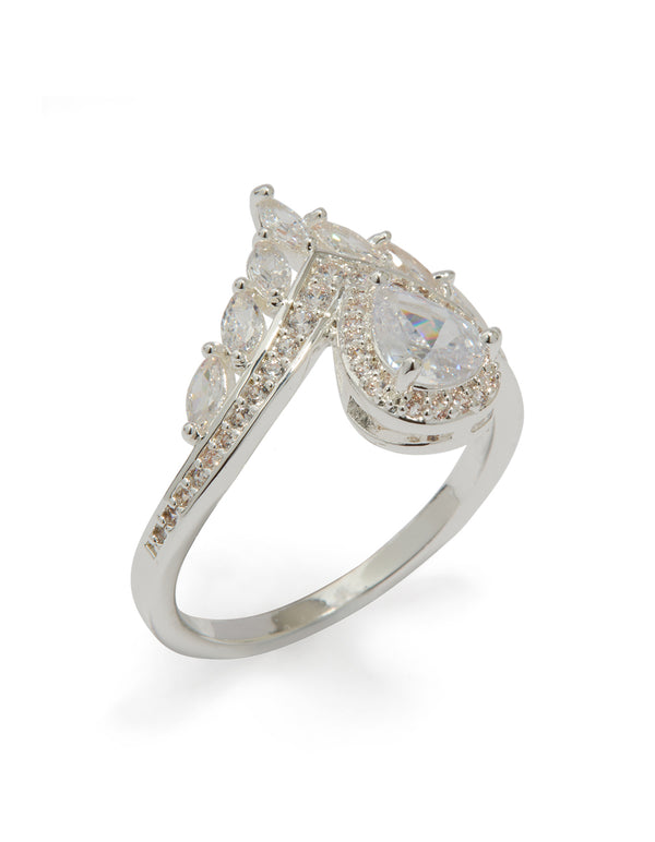 Silver Plated Princess Cut Cubic Zirconia Ring