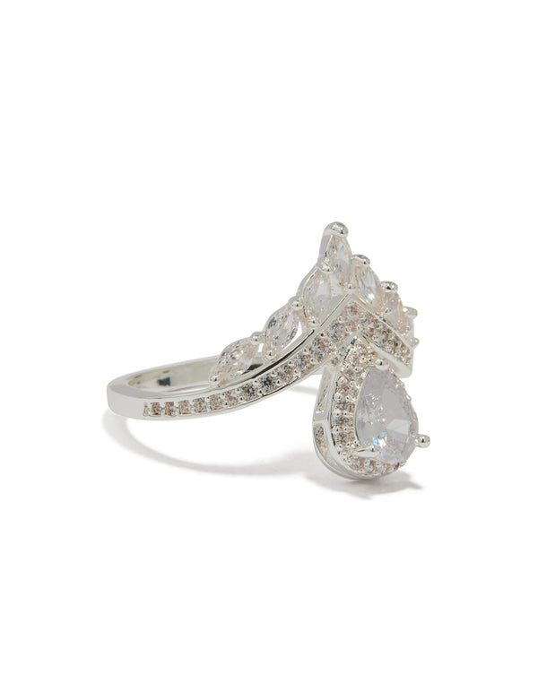 Silver Plated Princess Cut Cubic Zirconia Ring