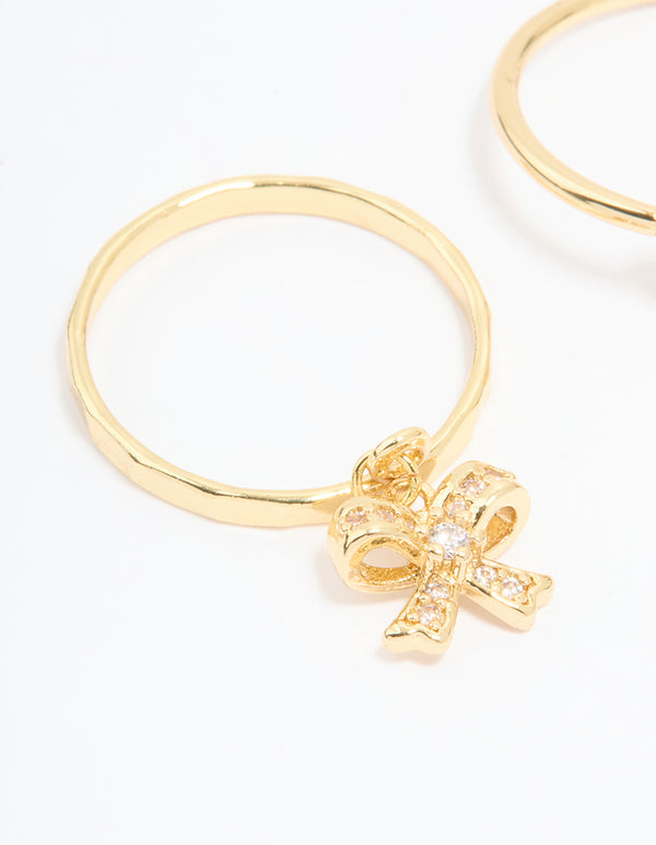 Gold Plated Cubic Zirconia Heart Chain Ring