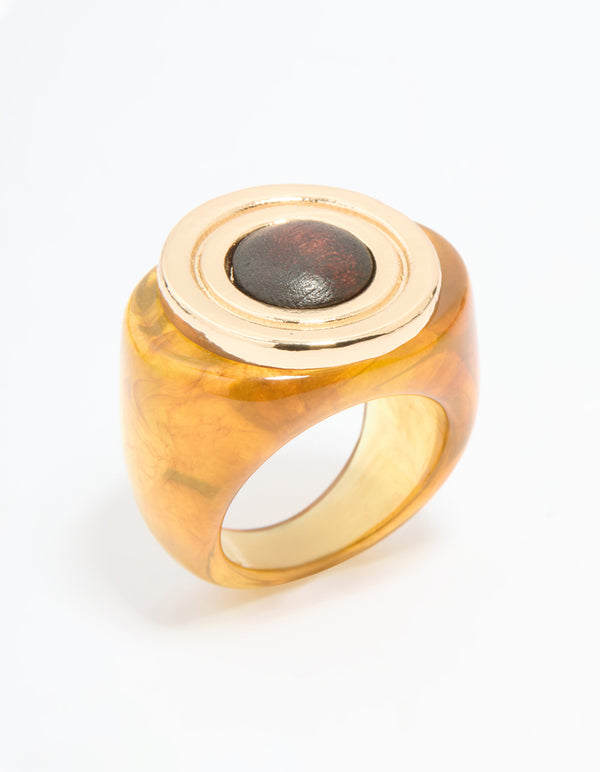 Gold Brown Stone Statement Ring