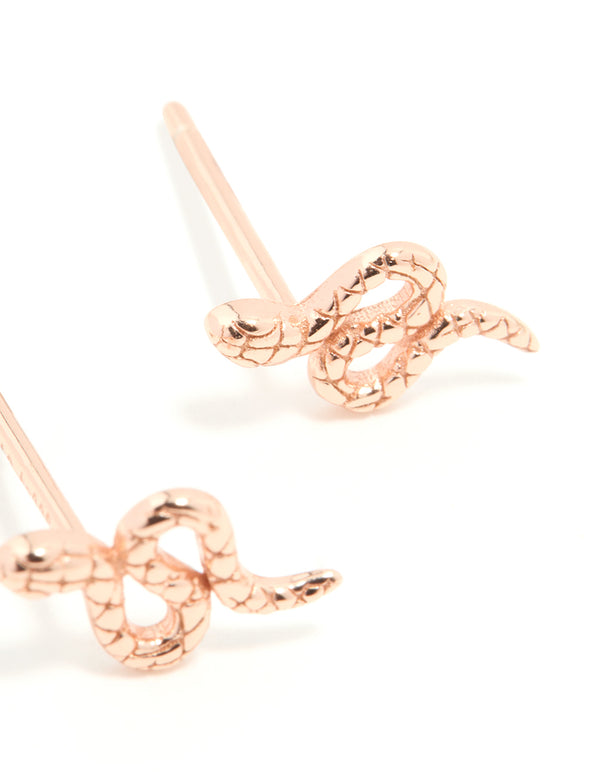Rose Gold Plated Sterling Silver Snake Studs