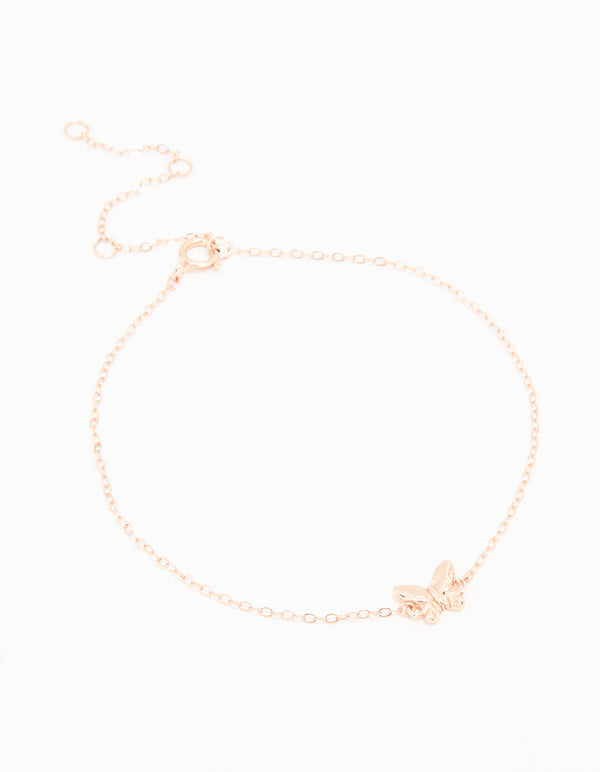 Rose Gold Plated Sterling Silver Butterfly Bracelet