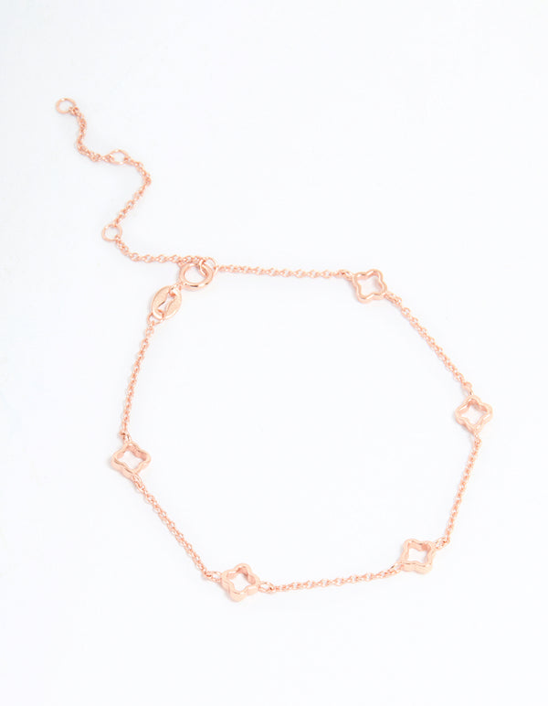 Rose Gold Plated Sterling Silver Flower Statement Bracelet