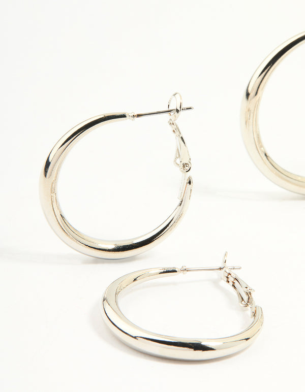 Silver Smooth Hoop Earrings 3-Pack