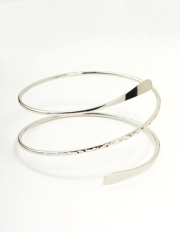 Silver Hammered Arm Cuff