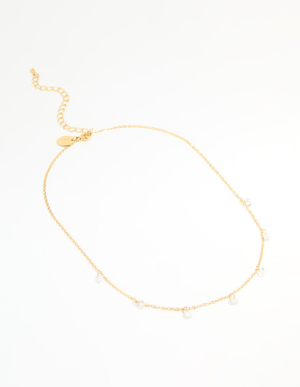 Waterproof Gold Plated Stainless Steel Cubic Zirconia Floating Charm Necklace