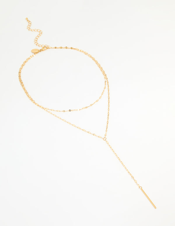 Waterproof Gold Plated Stainless Steel Layered Chain Y-Necklace