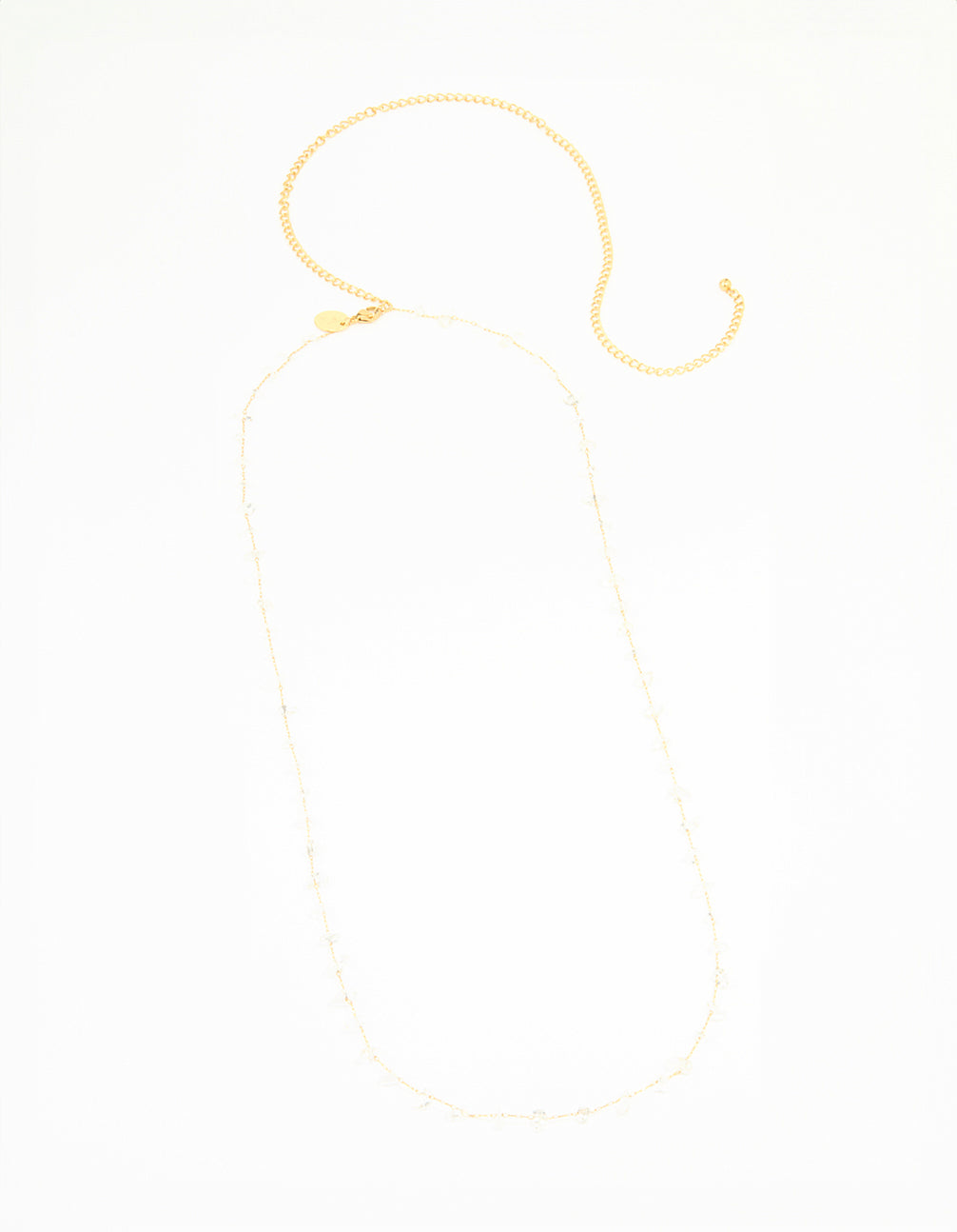 Waterproof Gold Plated Stainless Steel Clear Semiprecious Stone Waist Chain