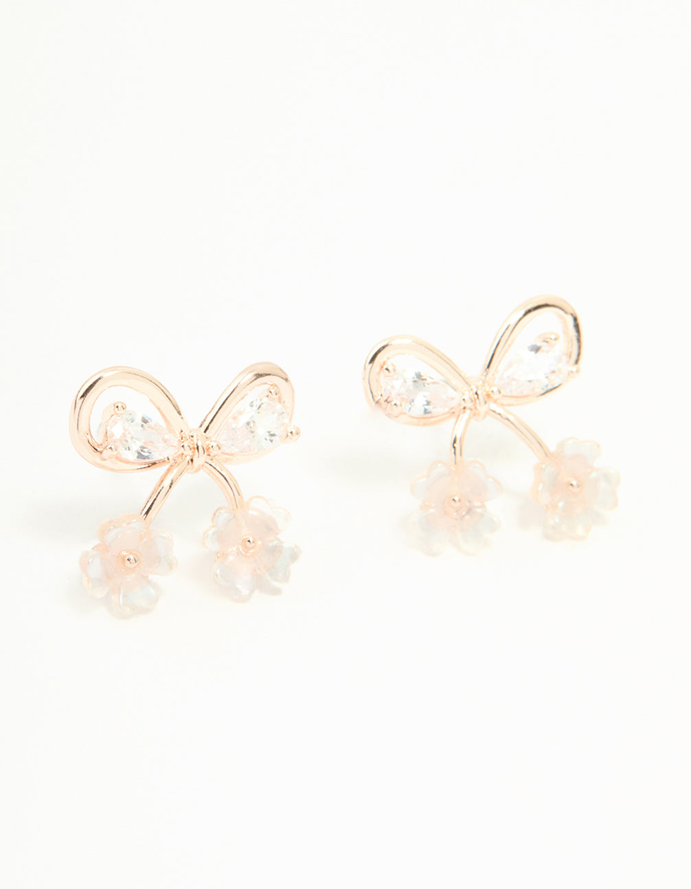 Rose Gold Plated Cubic Zirconia Bow Stud Earrings