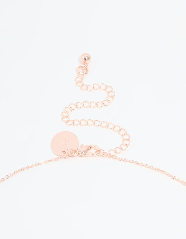 Rose Gold Plated Cubic Zirconia Pearl Butterfly Necklace