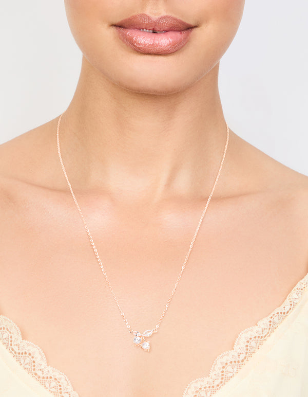 Rose Gold Plated Cubic Zirconia Cherry Pendant Necklace