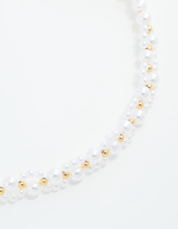 Gold Plated Pearl Choker Necklace