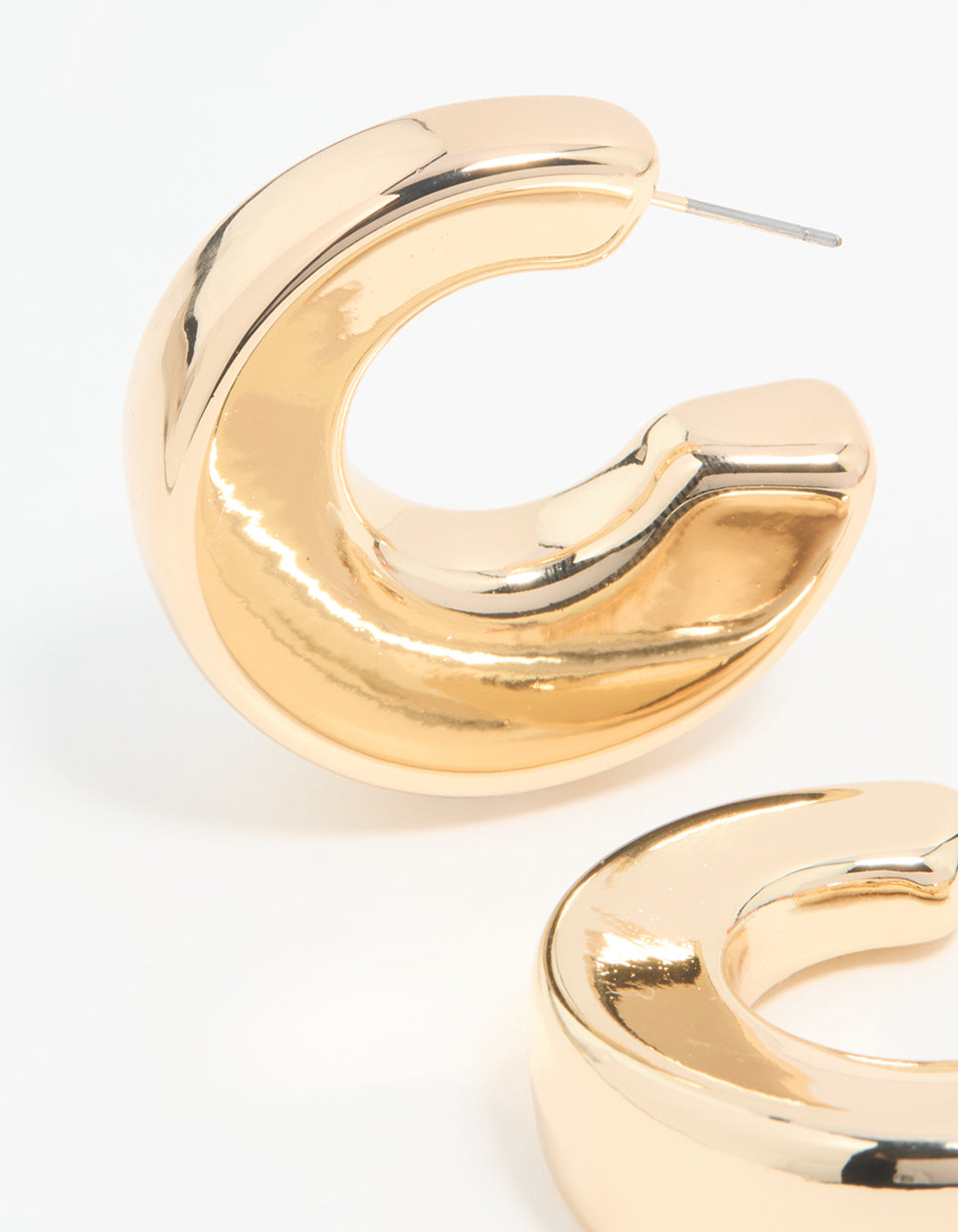 Gold Flat Side Chunky Hoop Earrings