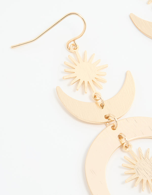 Gold Celestial Diamante Drop Earrings