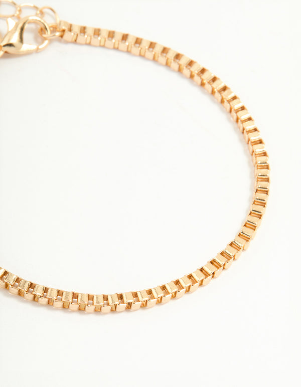 Gold Smooth & Chain Bracelets 4-Pack