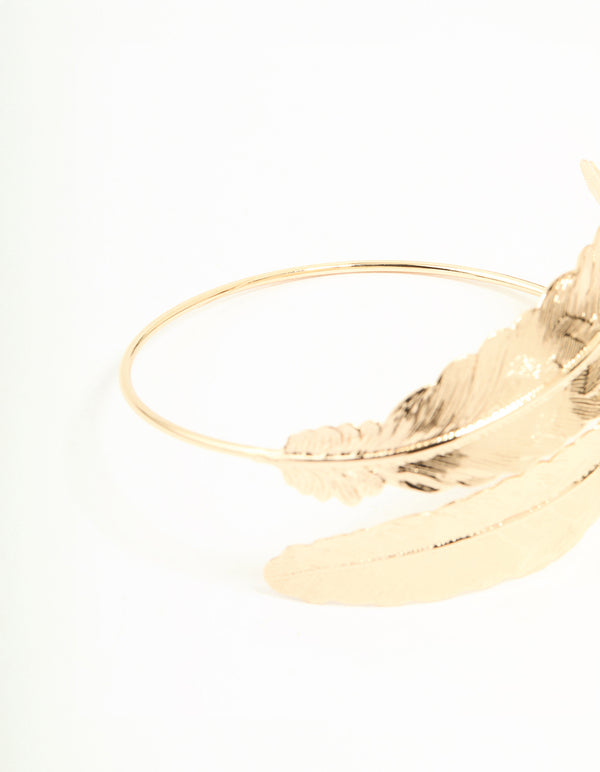 Gold Double Feather Arm Cuff