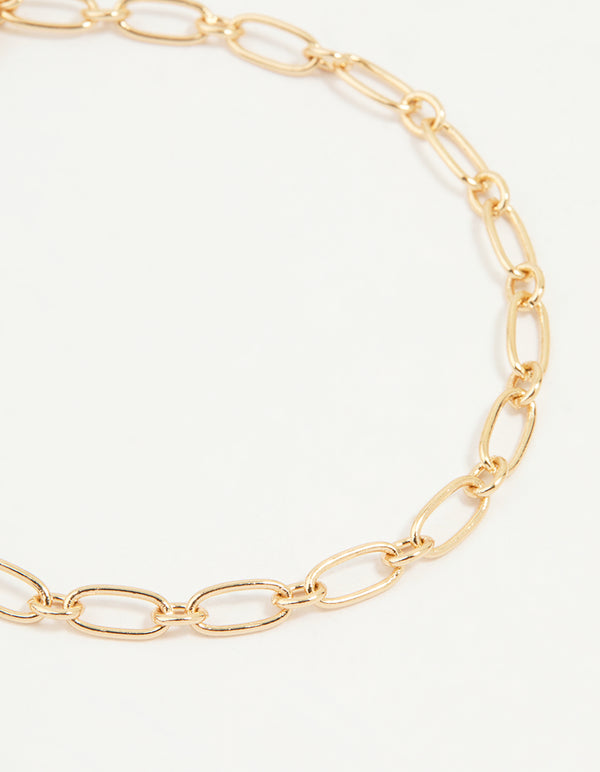 Gold Diamante Mixed Chain Heart Bracelets 3-Pack