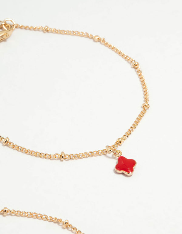 Gold Multicoloured Flower Statement Bracelets 3-Pack