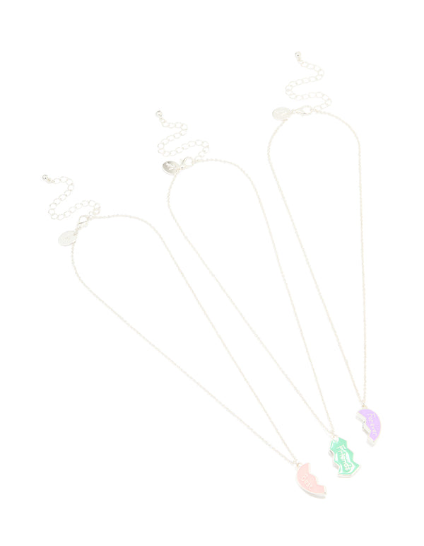 Kids Silver Friends Forever Necklaces 3-Pack