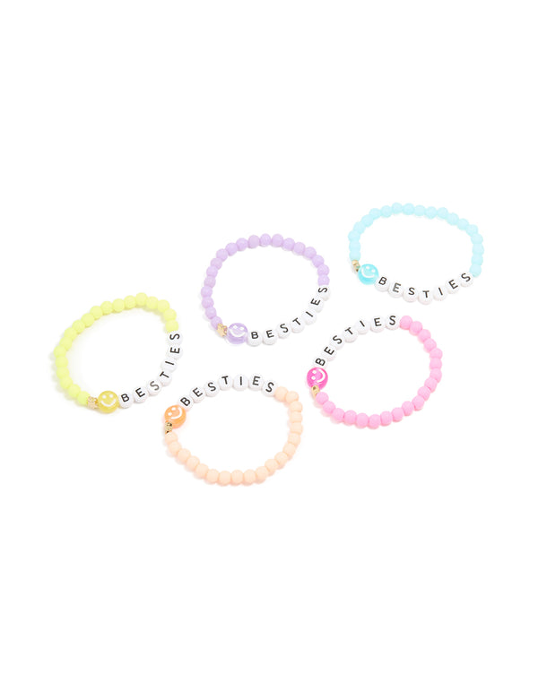 Kids Beaded Smiley Besties Bracelets 5-Pack