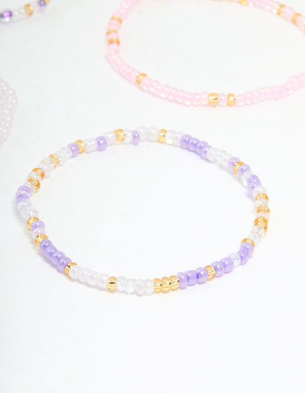Kids Pastel & Vibrant Beaded Stretch Bracelets 9-Pack