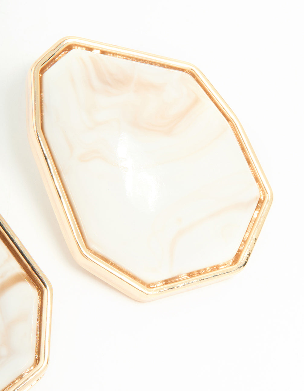 Gold Geometric Stone Stud Earrings