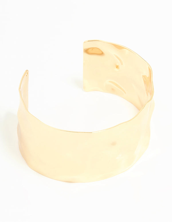 Gold Hammered Classic Wrist Cuff