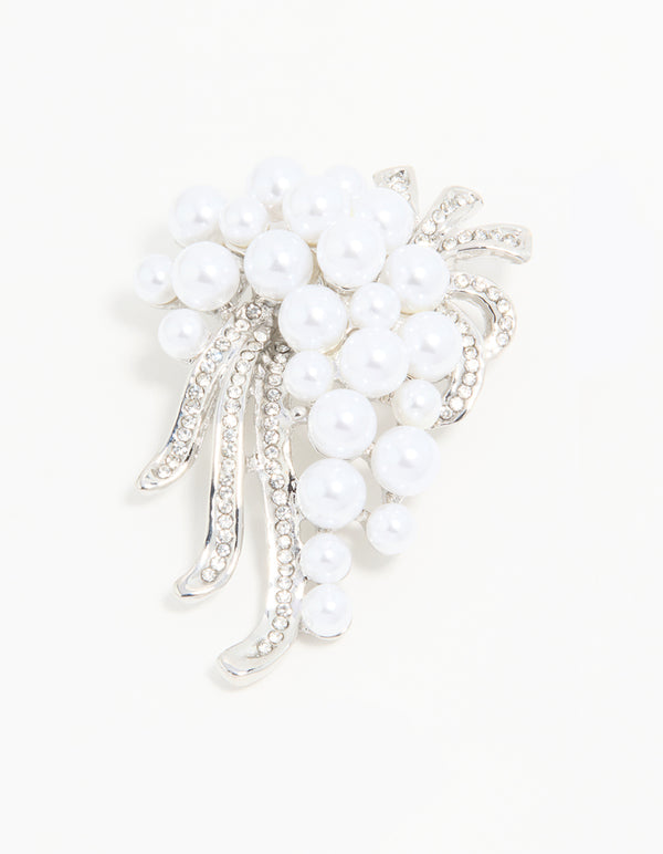 Silver Pearl Bouquet Brooch