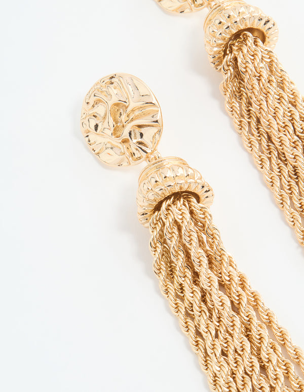 Gold Fringe Chain Drop Earrings