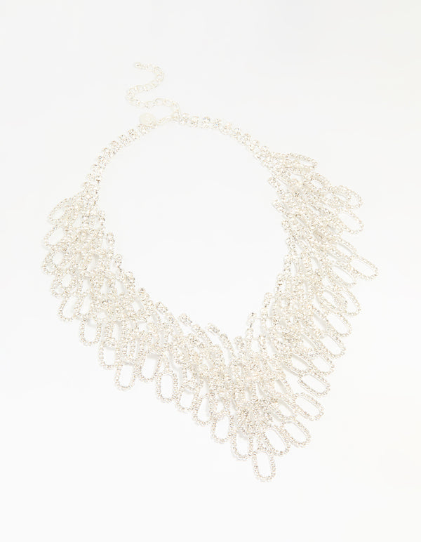 Silver Diamante Statement V-Necklace